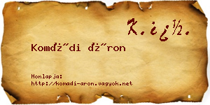 Komádi Áron névjegykártya